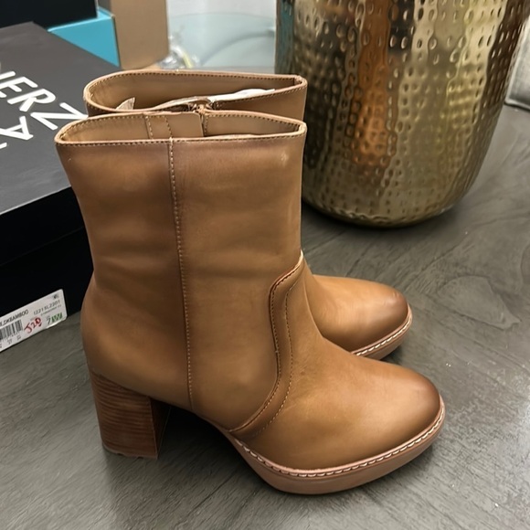 NATURALIZER CATIE WOMENS LEATHER HEELS MID-CALF BOOTS (WIDE) - Picture 4 of 9